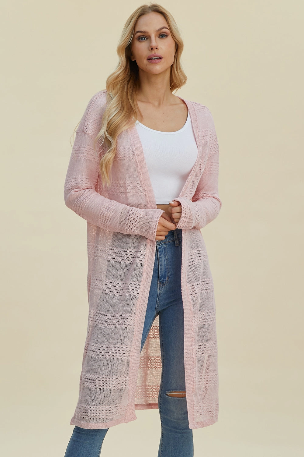 Double Take Full Size Open Front Longline Cardigan Online Exclusive Savings Best Deal Today