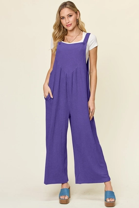 Double Take Full Size Texture Sleeveless Wide Leg Overall Hot Offer Event