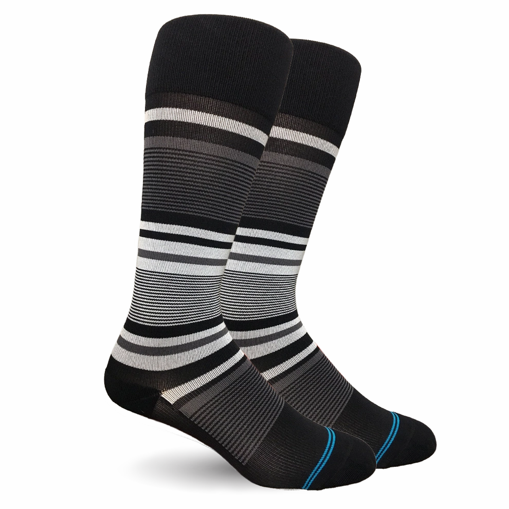 Dont Wait Save Today Dr. Segal Stripe Cotton Black/Grey Compression Socks - 15-20Mmhg
