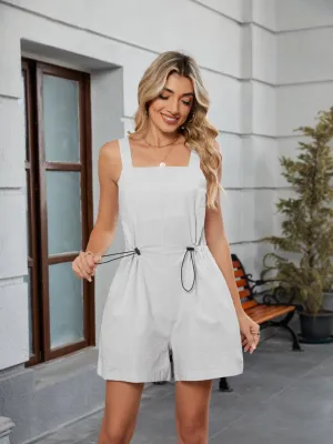 Perfect Gift Offer Shop Smart Save Drawstring Wide Strap Romper With Pockets