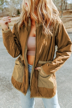Drawstring Waist Zip-Up Jacket Dont Miss These Savings Clearance Blowout