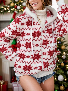 Special Price Today Big Savings Event Drawstring Zip Up Hooded Teddy Outerwear