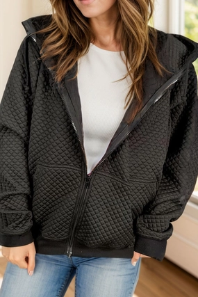 Drawstring Zip Up Long Sleeve Hooded Jacket Big Savings Alert