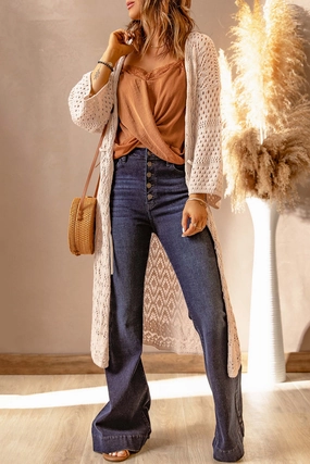 Trending Deals Today Limited Stock Offer Dropped Shoulder Long Sleeve Crochet Duster Cardigan
