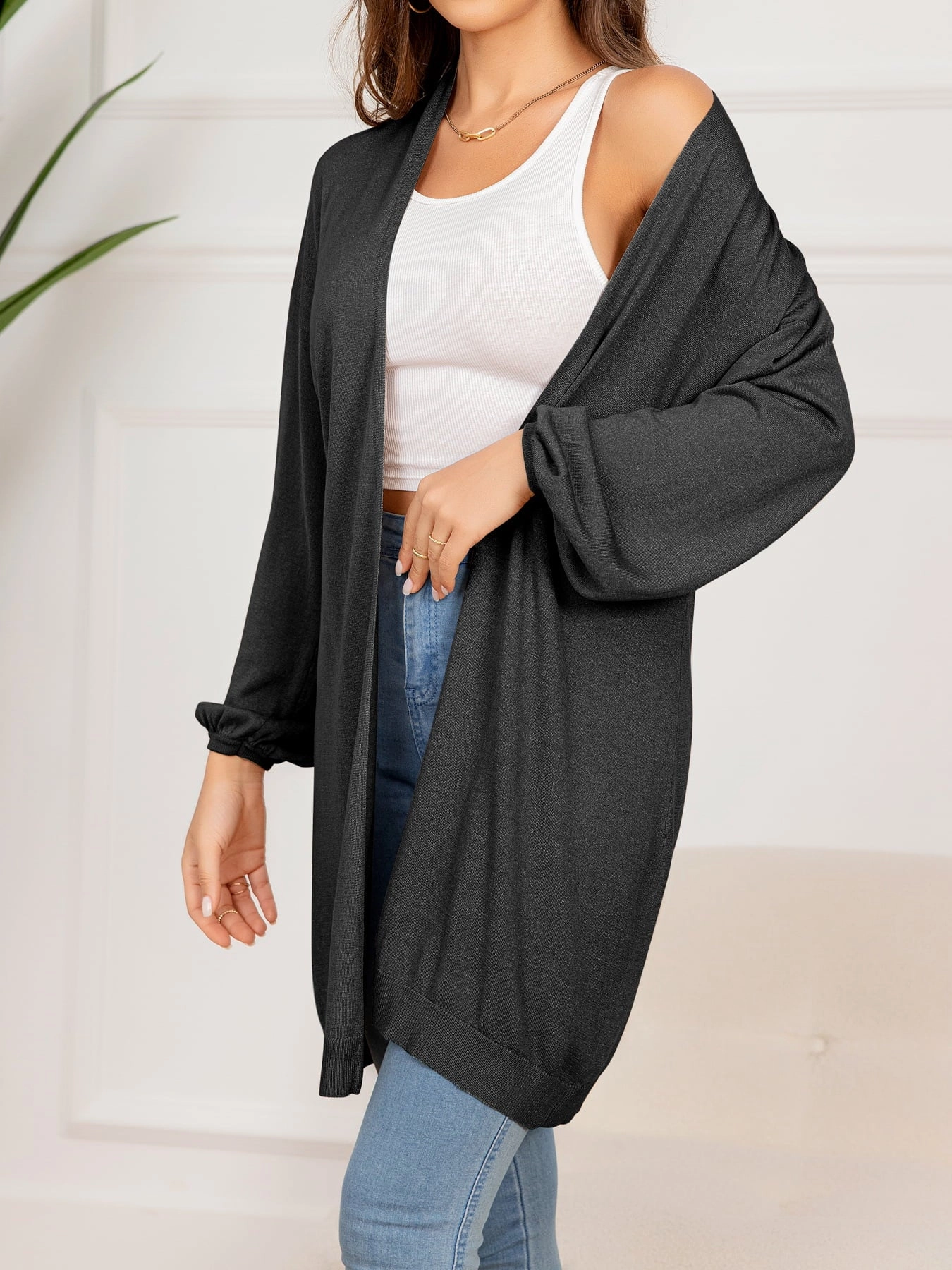 Dropped Shoulder Open Front Longline Cardigan Instant Savings Deal Flash Sale Alert