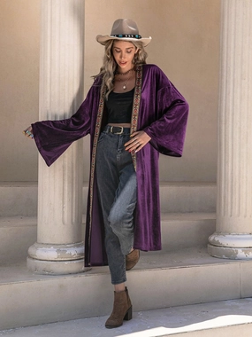 Embroidered Open Front Long Sleeve Cardigan Hot Pick of the Day Big Savings Today