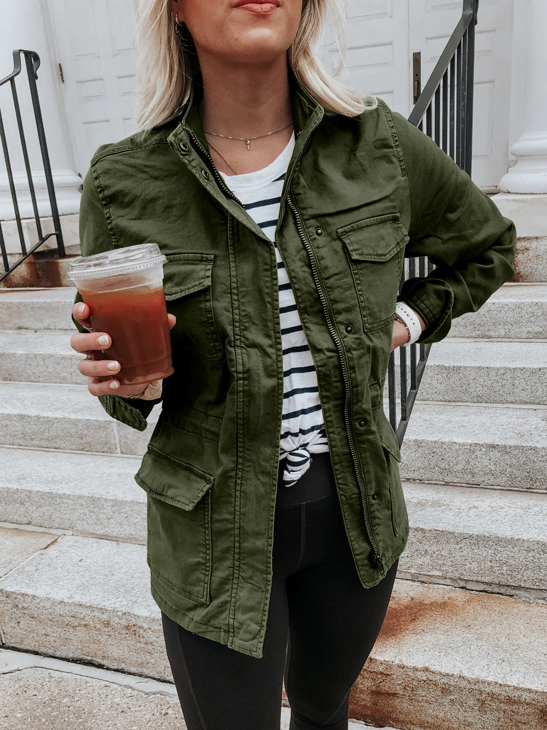 Special Price Today Pocketed Long Sleeve Zip Up Jacket
