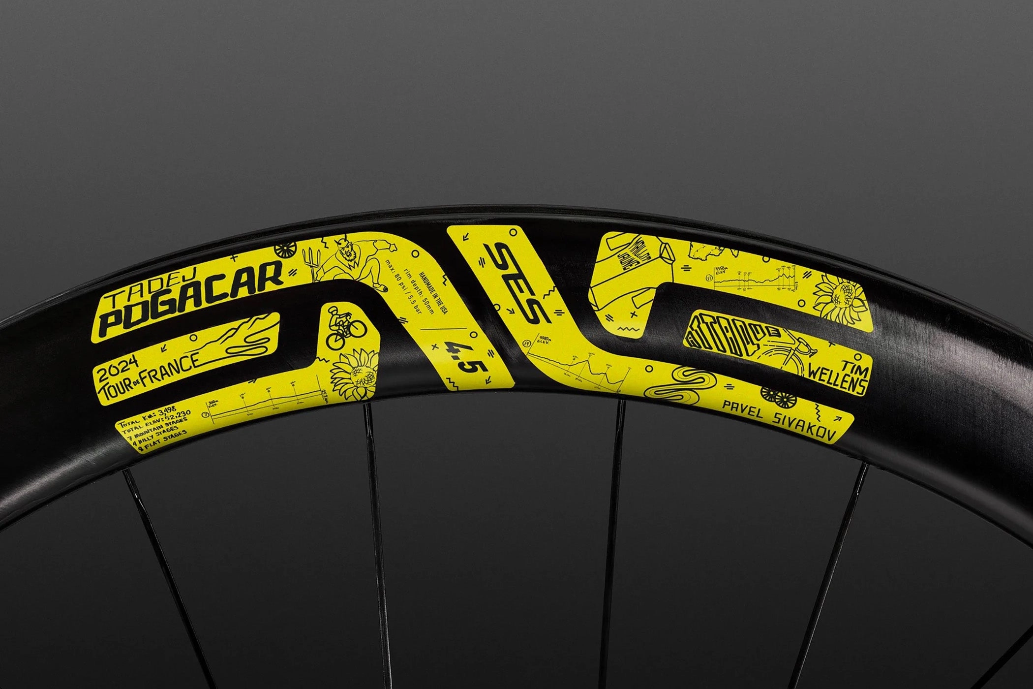 ENVE SES 4.5 Carbon Tubeless 700c Front Wheel - 2024 Tour De France Edition