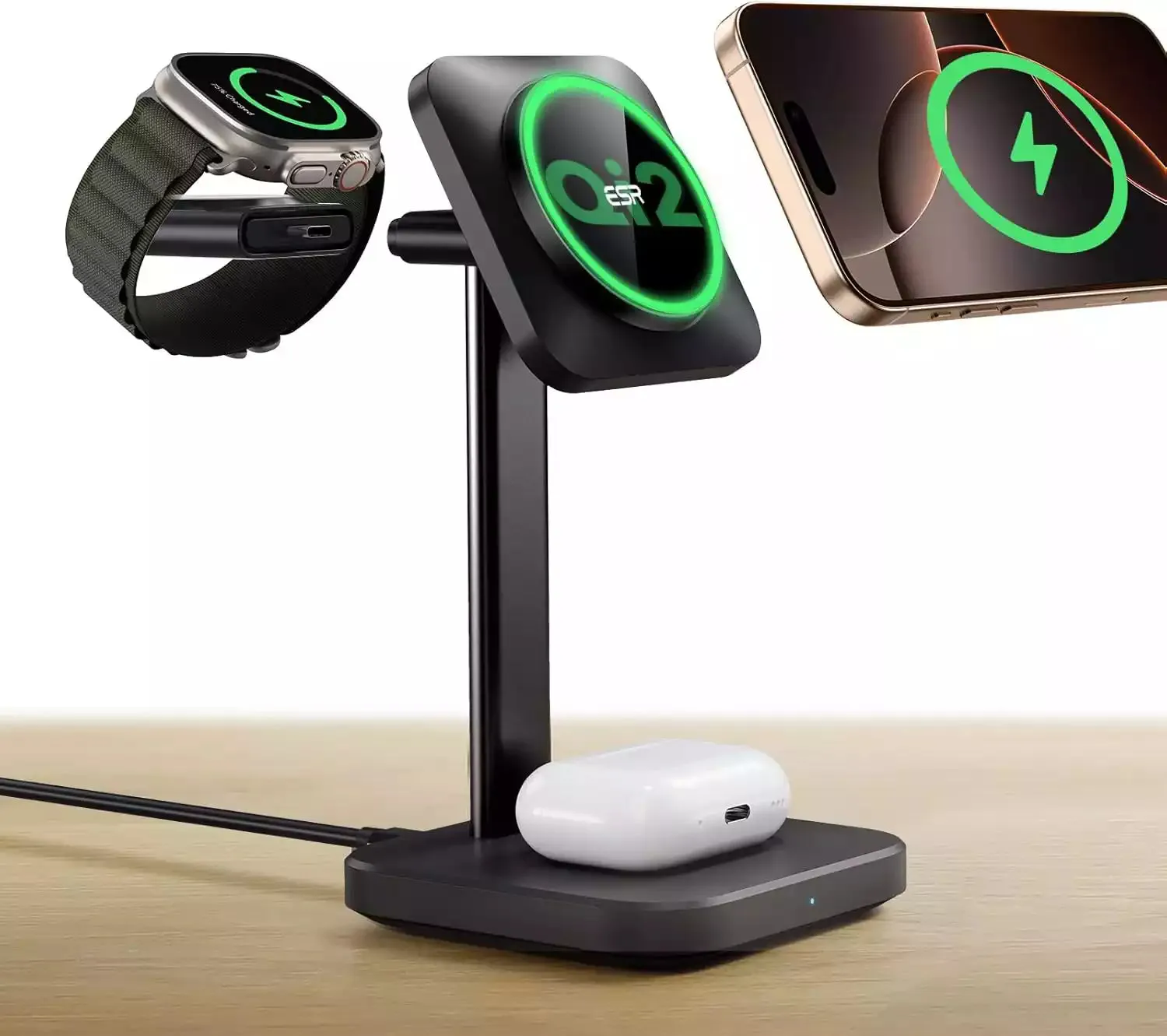 Special Savings Today Esr Qi2 3 In 1 Wireless Charging Station Black