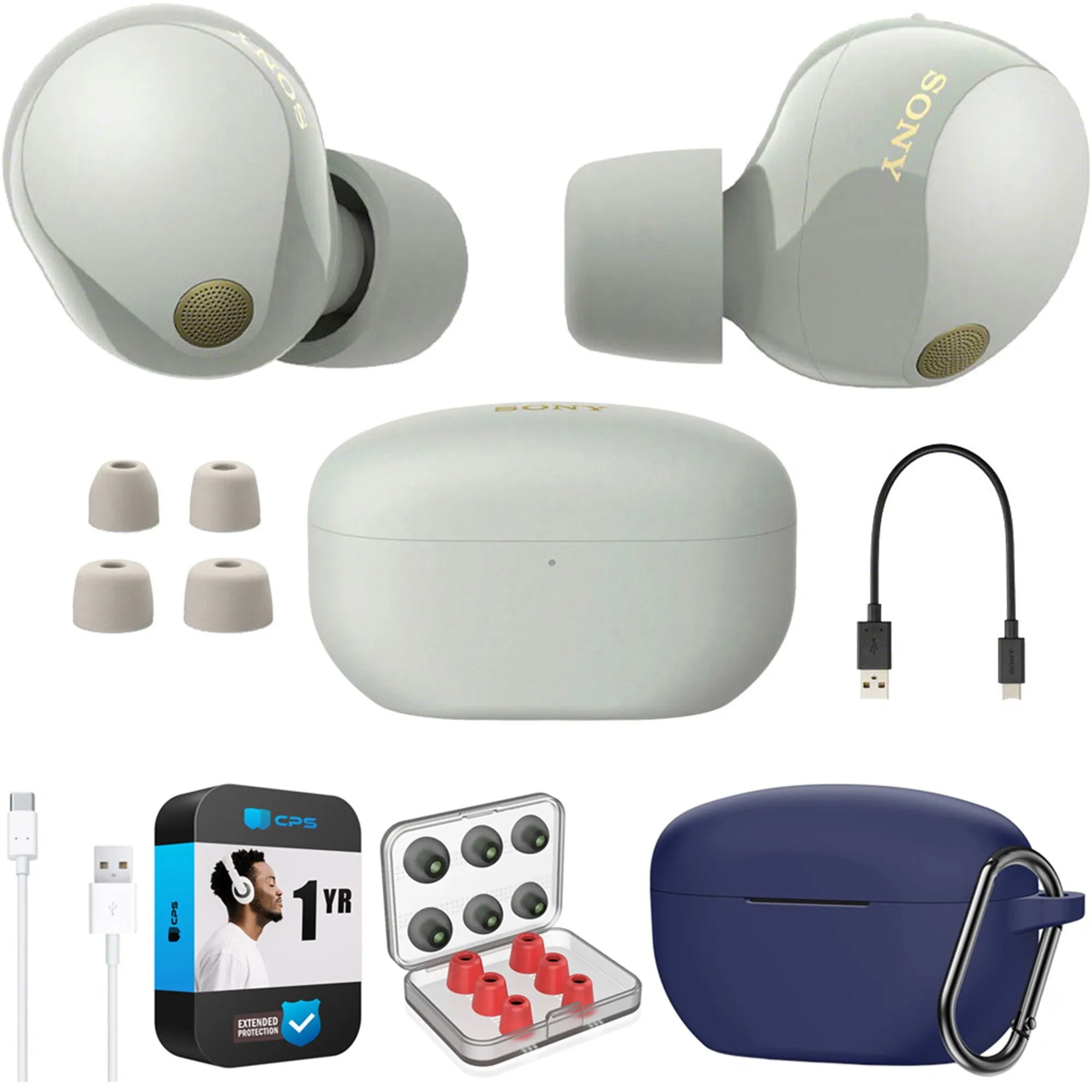 Save Today Only Sweet Deal Inside Sony Noise Canceling Truly Wireless Earbuds, Silver   Accessories   Warranty Bundle