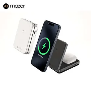 Today Only Savings Mazer Magfold Duo  Qi2 Certified 15W Foldable 2-In-1 Wireless Charger