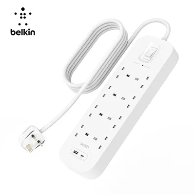 Belkin 8Way 2M Surge Protection Strip With Usb A   C Clearance Sale Steal the Deal Now