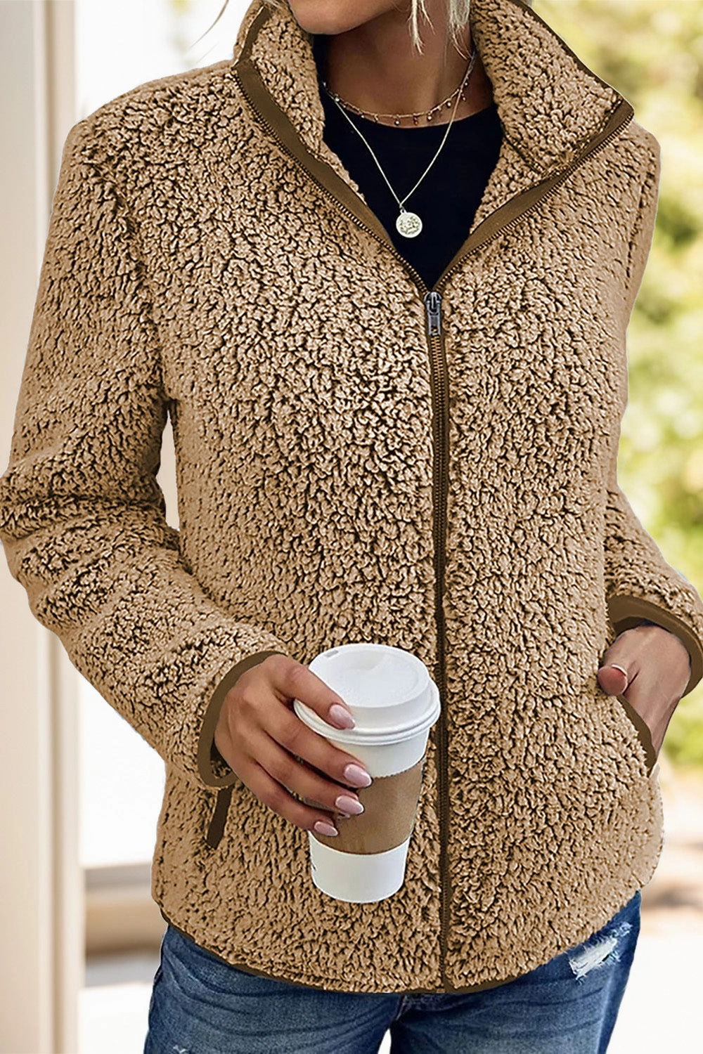 Pocketed Zip Up Turtleneck Jacket Flash Deal Today Steal the Deal Now