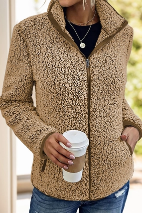 Perfect Gift Offer Pocketed Zip Up Turtleneck Jacket