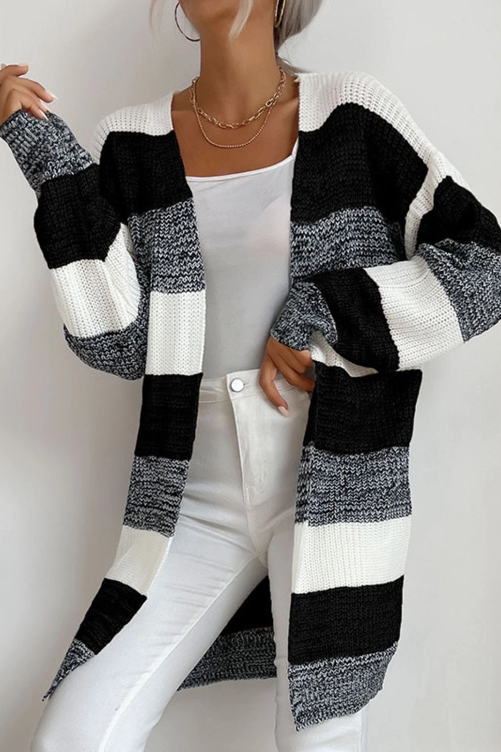 Hot Sale Alert Limited Stock Alert Perfee Striped Long Sleeve Duster Cardigan