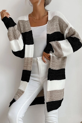 Instant Savings Inside Sweet Deal Inside Perfee Striped Long Sleeve Duster Cardigan