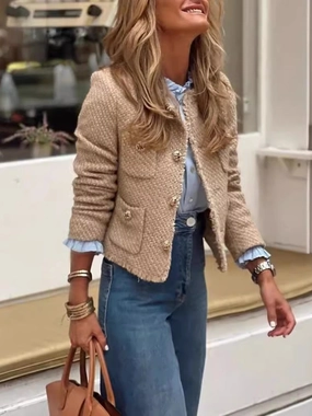 Raw Hem Pocketed Round Neck Jacket Dont Miss This Steal