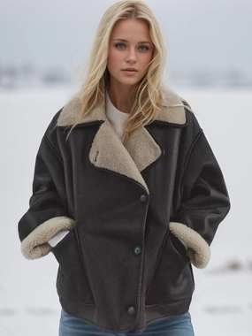 Collared Neck Long Sleeve Plush Jacket Shop Today Save Trending Today Steal