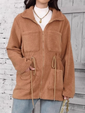 Trending Today Steal Drawstring Zip Up Long Sleeve Outerwear