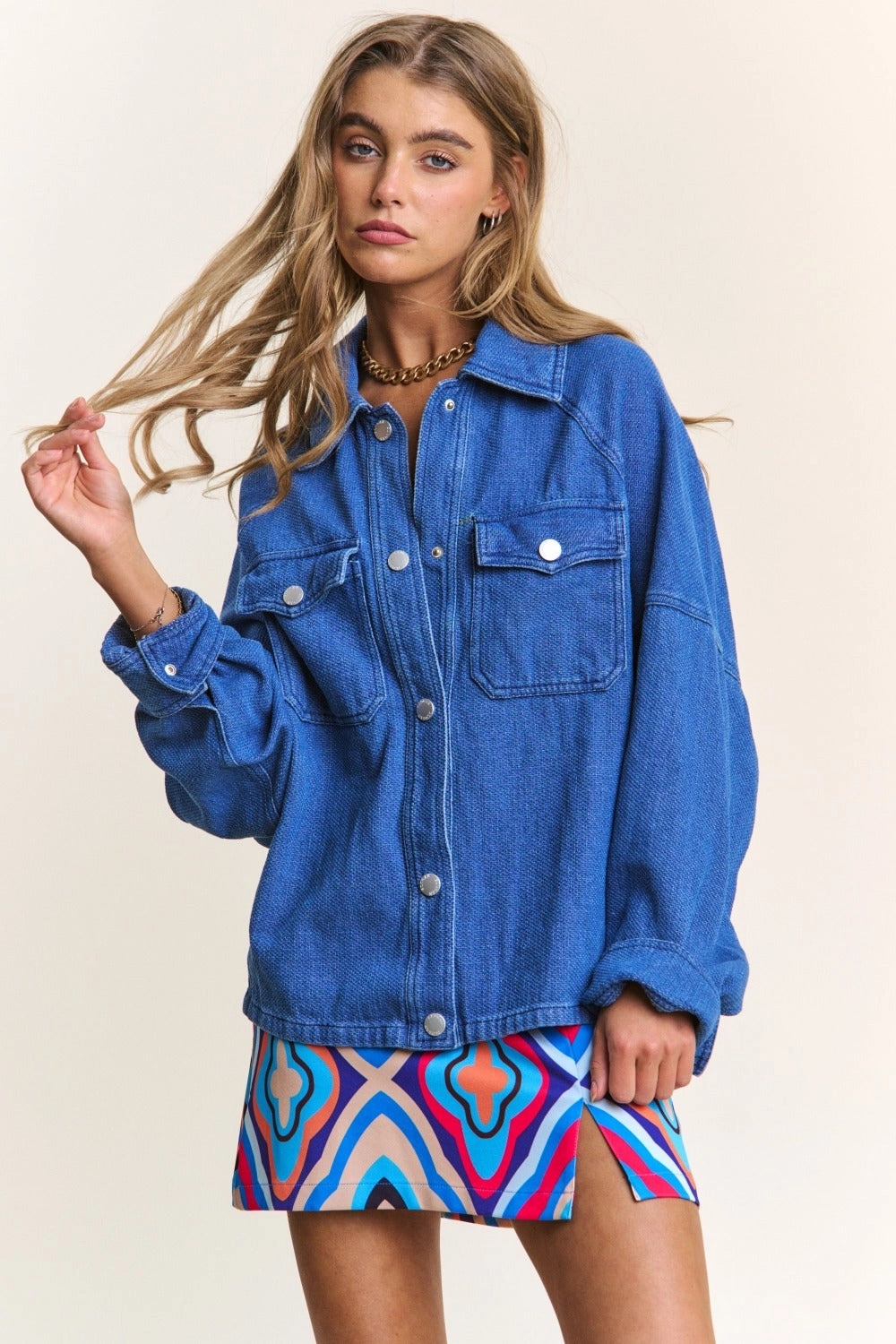 J.Nna Snap Down Long Sleeve Denim Shacket Todays Special Picks Flash Deal Alert