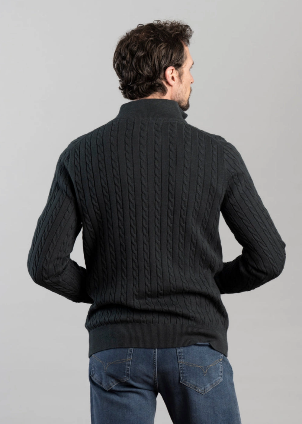 Calton Cotton Cashmere Cable 1/4 Zip Jumper Shop Grab Offer