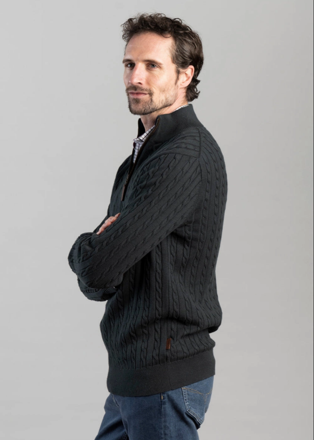 Calton Cotton Cashmere Cable 1/4 Zip Jumper Hot Deals Today Shop Save Today