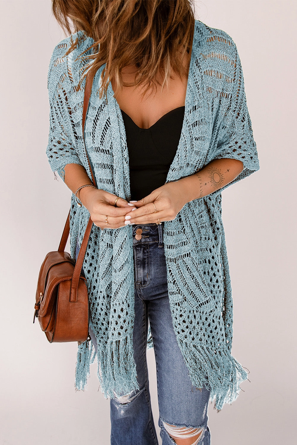 Openwork Open Front Cardigan With Fringes Trending Hot Picks