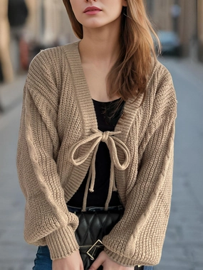 Tied Dropped Shoulder Long Sleeve Cardigan Shop Grab Offer