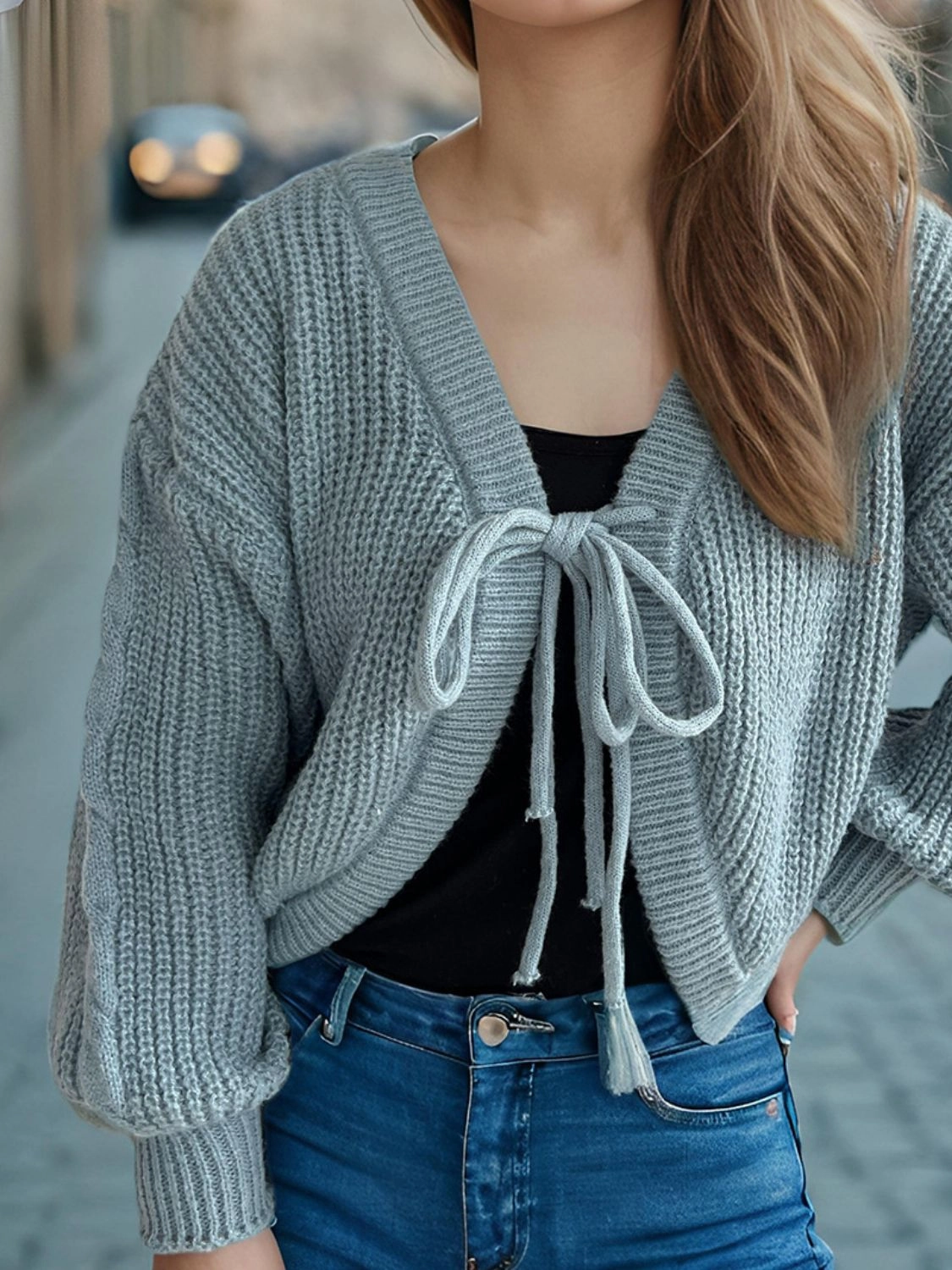 Special Price Offer Tied Dropped Shoulder Long Sleeve Cardigan