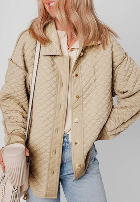 Price Drop Frenzy Limited Time Discount Exposed Seam Collared Neck Button Up Shacket