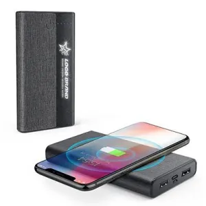 Hot Price Drop Fabric Design 10000Mah Wireless Power Bank