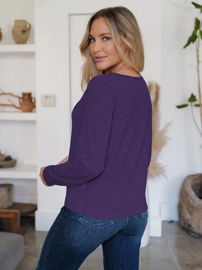 Fam-Fam Button Up Round Neck Long Sleeve Cardigan Todays Hot Savings