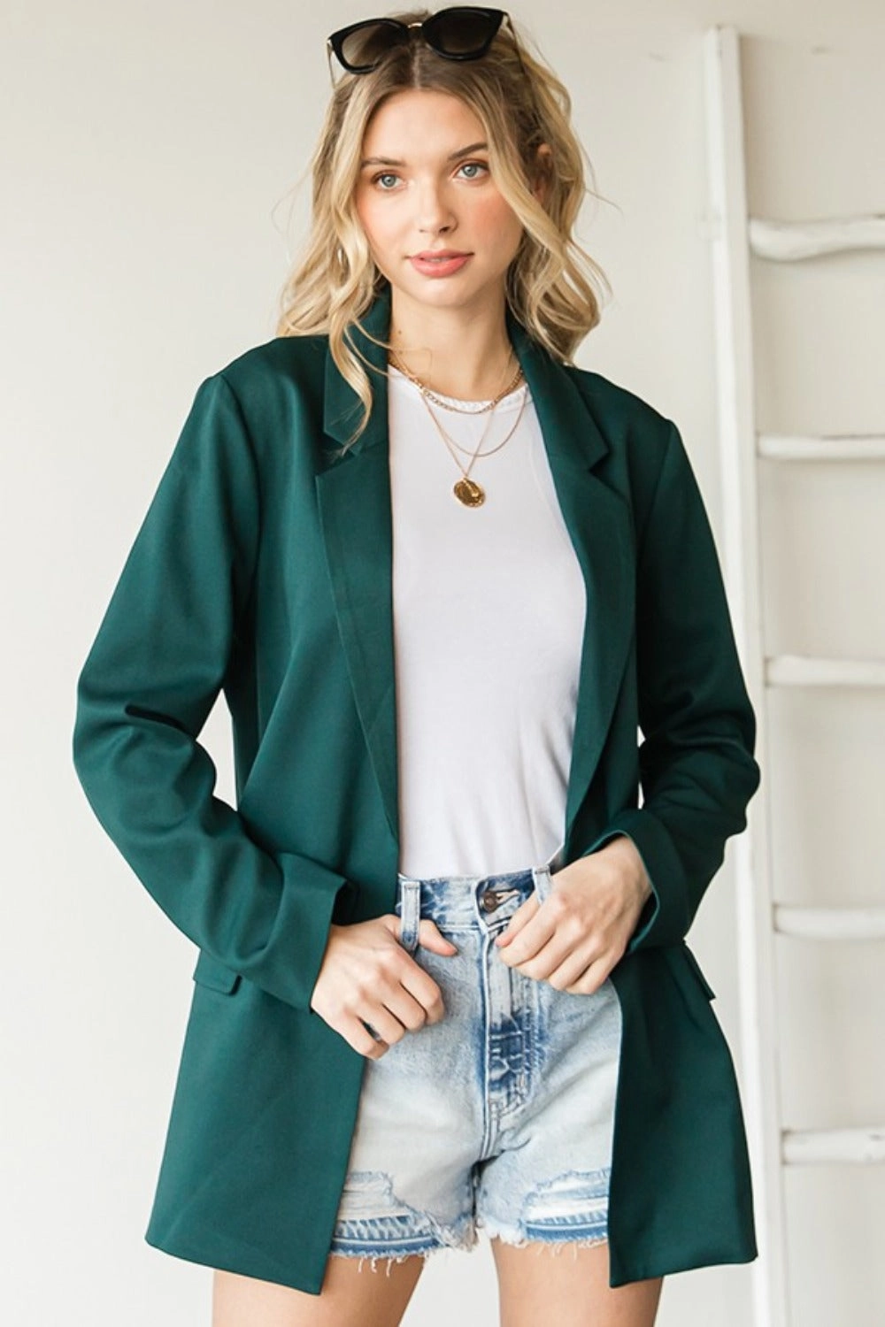 First Love Full Size Open Front Long Sleeve Blazer With Pockets Shop Save Big Today Only Offer