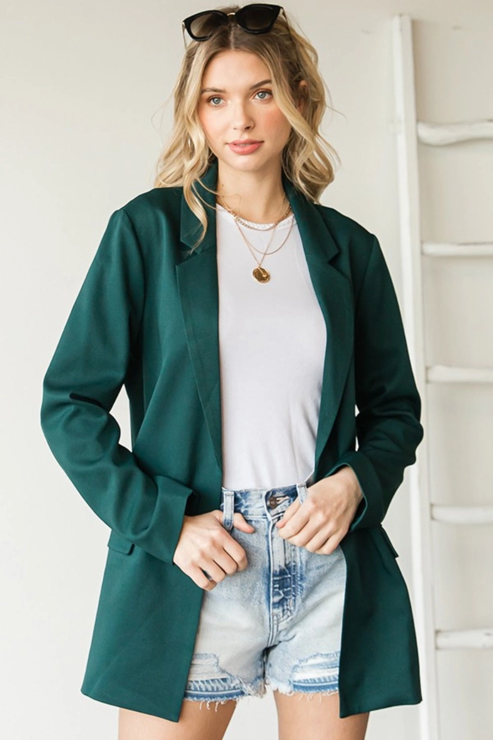 First Love Full Size Open Front Long Sleeve Blazer With Pockets Clearance Savings Now