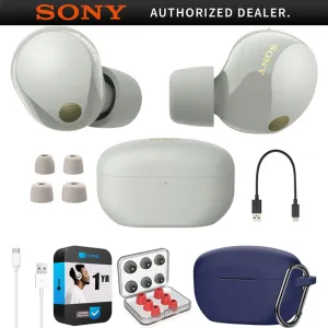 Sony Noise Canceling Truly Wireless Earbuds, Silver   Accessories   Warranty Bundle Exclusive Online Offer Special Online Offer
