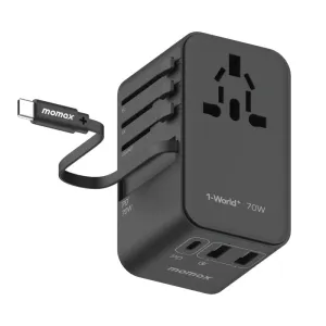 Momax Ua18D 1-World  Gan 70W 3-Ports Travel Charger Built-In Usb-C Cable Todays Mega Savings Perfect Gift Sale