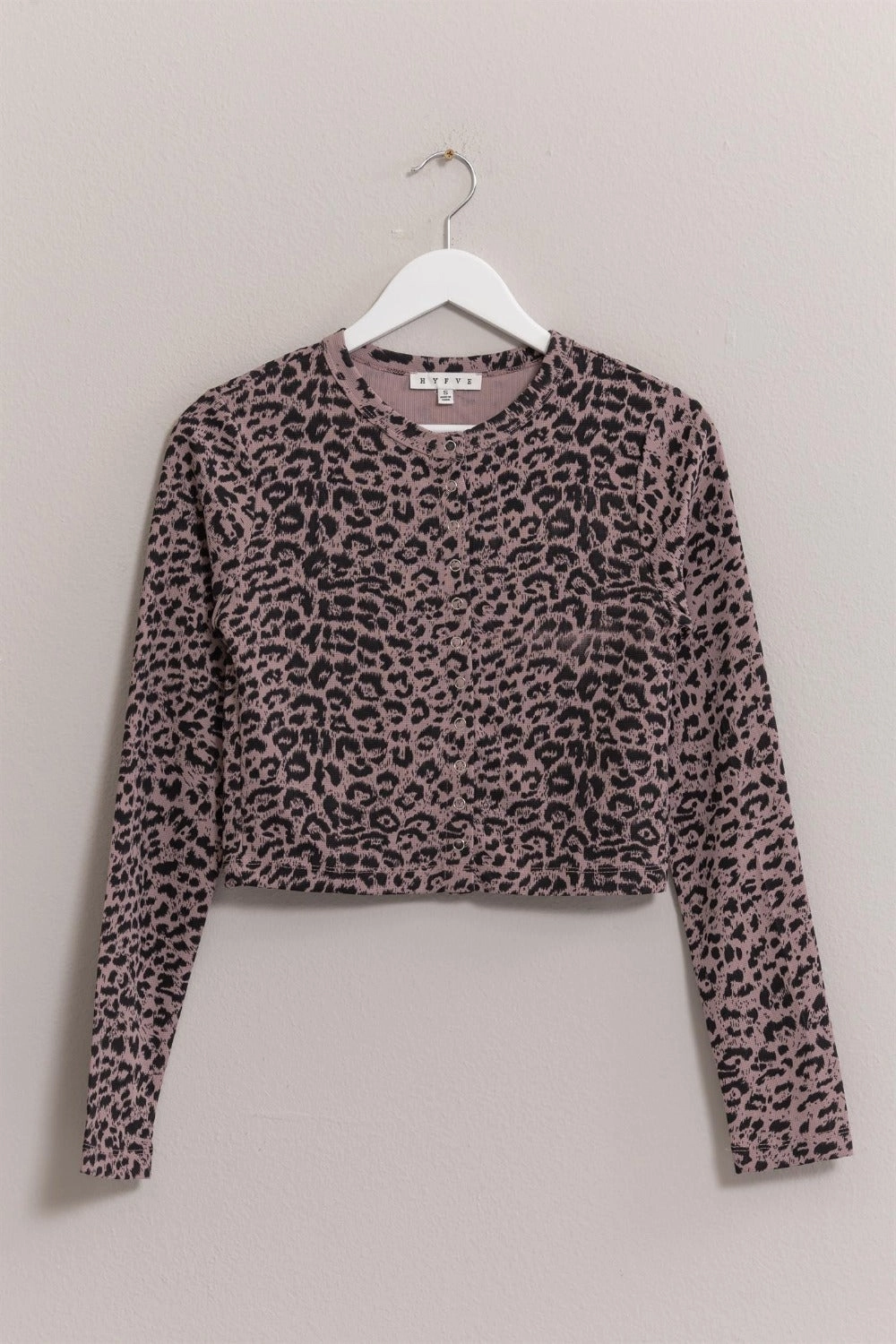 Limited Time Sale Hyfve Animal Print Snap Down Crop Cardigan