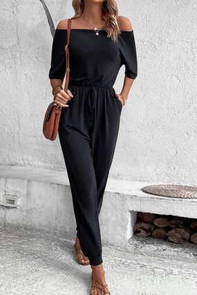 Todays Trending Deals Perfee Off-Shoulder Jumpsuit With Pockets