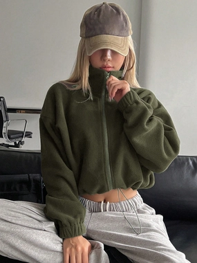 Shop Grab Offer Honey Zip Up Long Sleeve Cropped Jacket