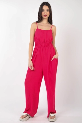 Very J Pintuck Detail Woven Sleeveless Jumpsuit GiftWorthy Sale Limited Time Discount