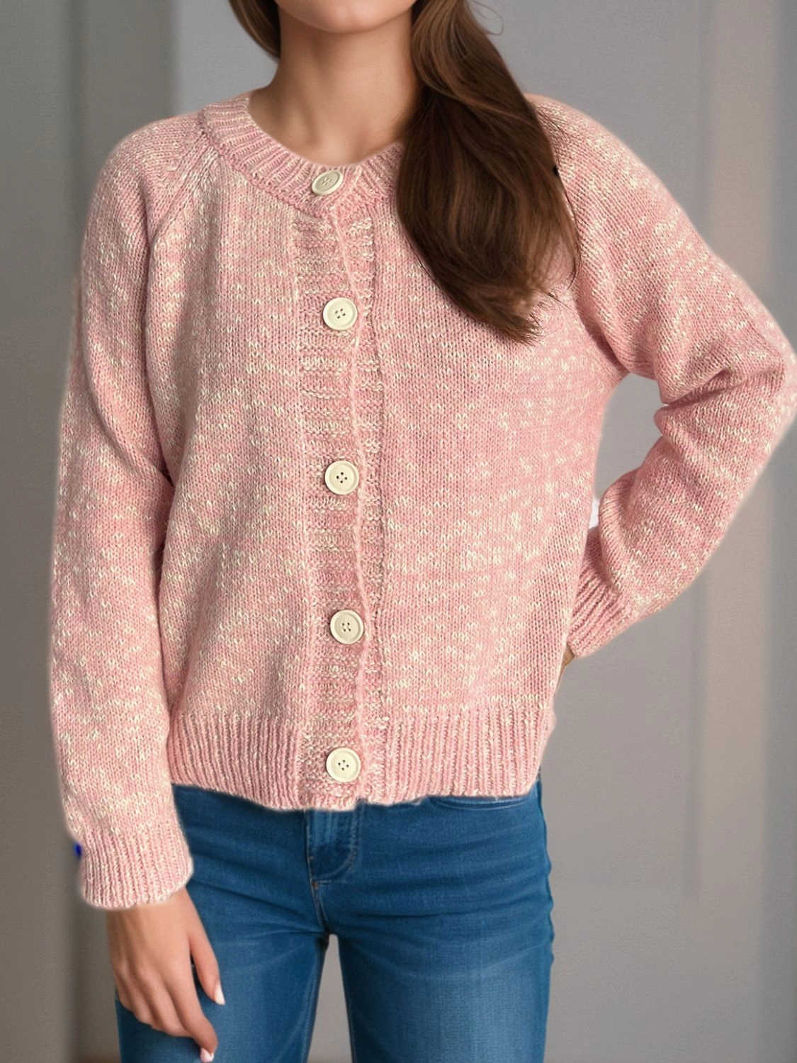 Todays Trending Deals Heathered Button Down Long Sleeve Cardigan