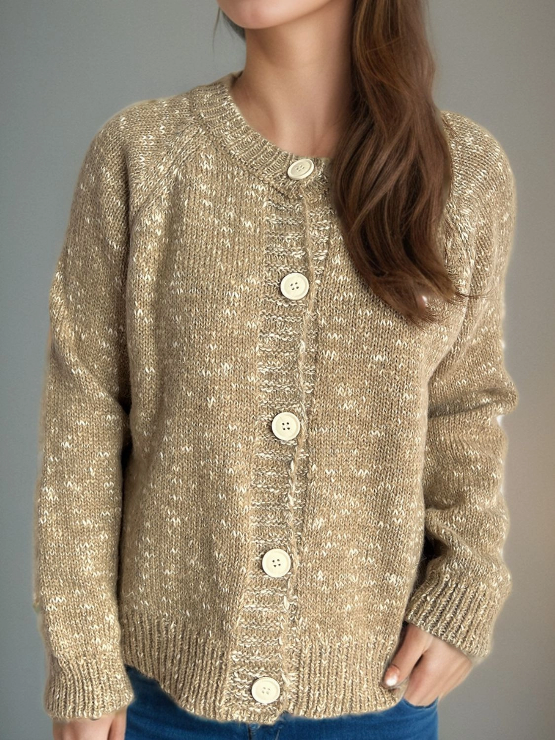 Heathered Button Down Long Sleeve Cardigan Today Only Steal