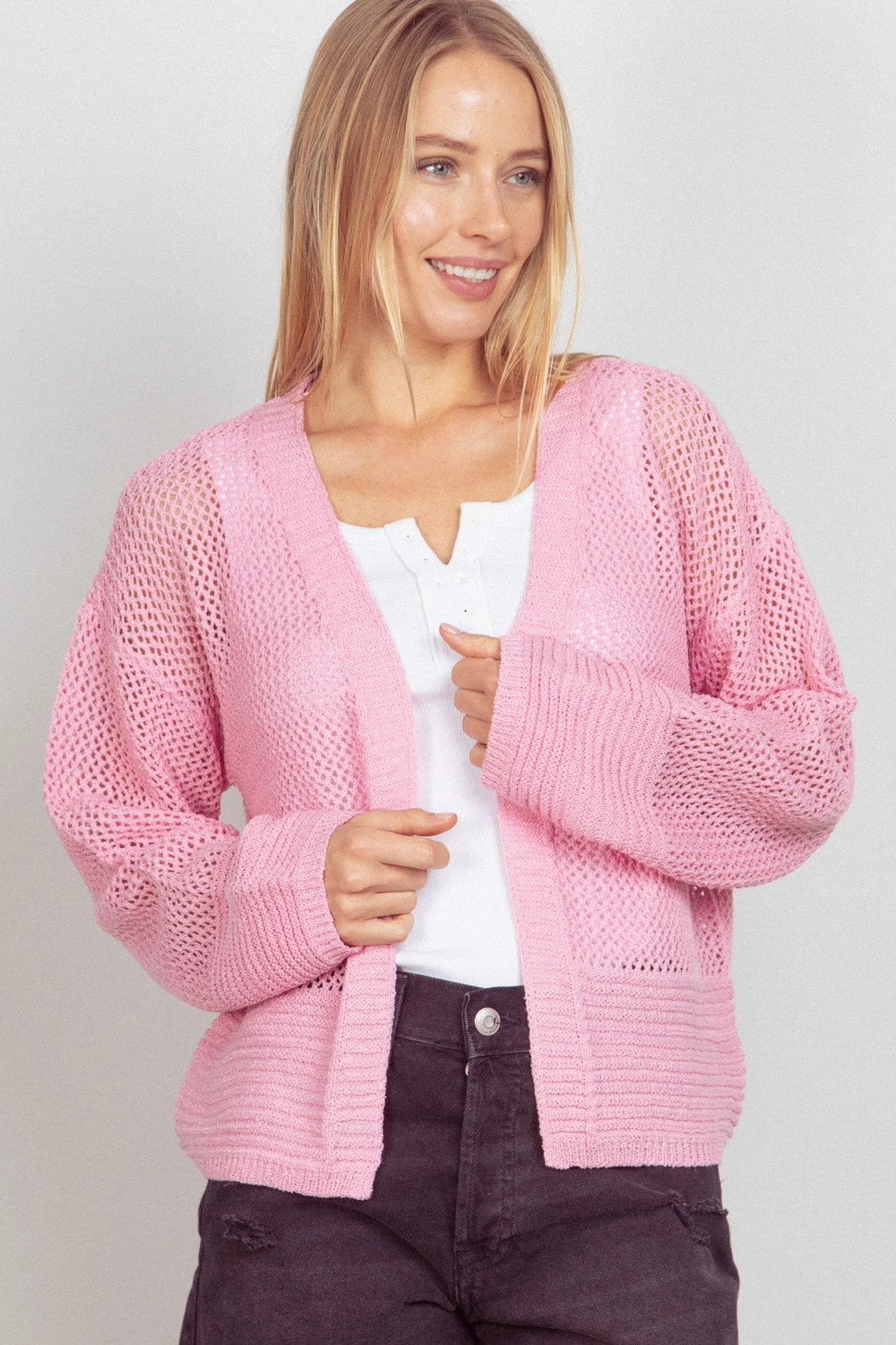 Save More Now Hot Offer Event Very J Eyelet Open Front Long Sleeve Cardigan