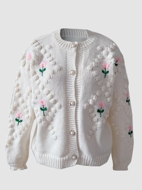 Today Only Special Floral Button Up Round Neck Long Sleeve Cardigan