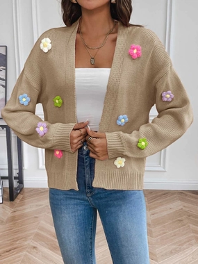 Surprise Discount Today Floral Long Sleeve Open Front Cardigan