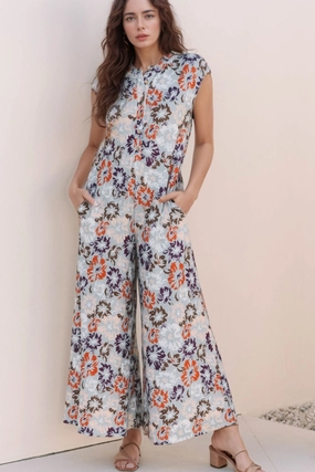 Floral Sleeveless Button Front Wide Leg Jumpsuit Shop Smart Save Shop the Savings Now