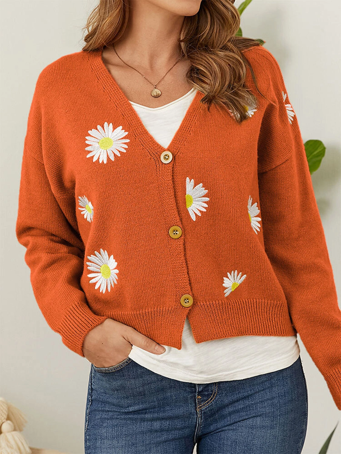 Flower Button Front Dropped Shoulder Cardigan Hot Sale Alert Shop Now Save
