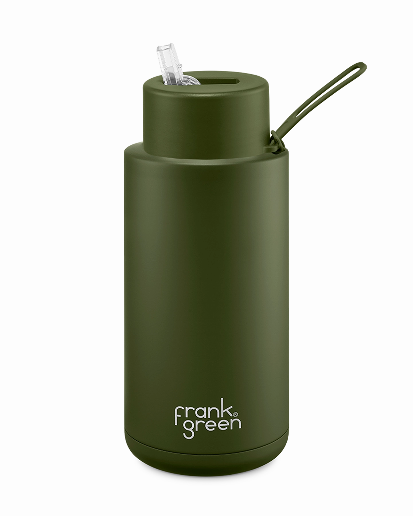 Frank Green Ceramic Reusable Bottle 34Oz/1 Litre With Straw Lid - Khaki Special Price Today Deal Frenzy Today