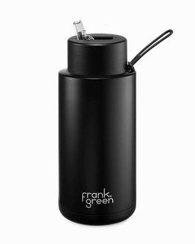 MustHave Clearance Frank Green Ceramic Reusable Bottle 34Oz/1 Litre With Straw Lid - Midnight