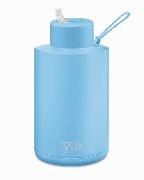 Clearance Savings Now Hot Offer Ending Soon Frank Green Ceramic Reusable Bottle 68Oz/2 Litre With Straw Lid - Sky Blue